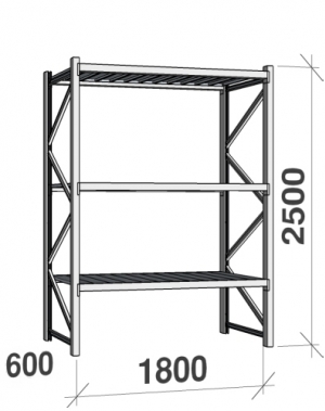 Starter bay 2500x1800x600 480kg/level,3 levels with steel decks