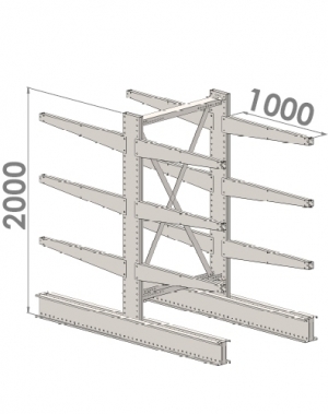 Ulokehylly perusosa 2000x1500x2x1000,4 tasoa