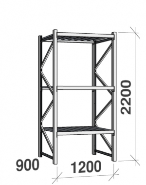 Starter bay 2200x1200x900 600kg/level,3 levels with steel decks