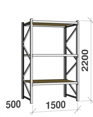 Starter bay 2200x1500x500 600kg/level,3 levels with chipboard