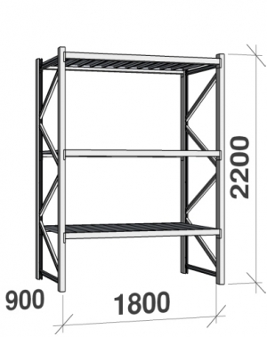 Starter bay 2200x1800x900 480kg/level,3 levels with steel decks