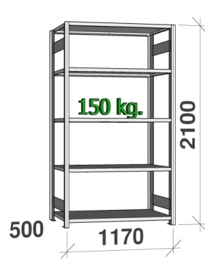 Starter bay 2100x1170x500 150kg/shelf,5 shelves