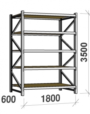 Starter bay 3500x1800x600 480kg/level,5 levels with chipboard MAXI