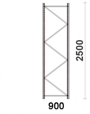 Kevytorsihyllyn pylväselementti 2500x900 mm MAXI