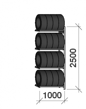 Rengashylly jatko-osa 2500x1000x600,4 tasoa