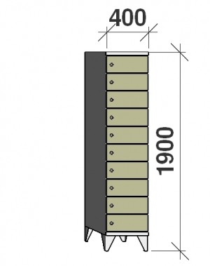 10-Tier locker, 10 doors, 1900x400x545 mm