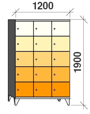 Lokerokaappi 15:lla ovella 1900x1200x545