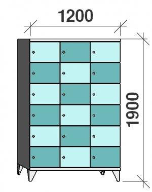 6-Tier locker, 18 doors, 1900x1200x545 mm