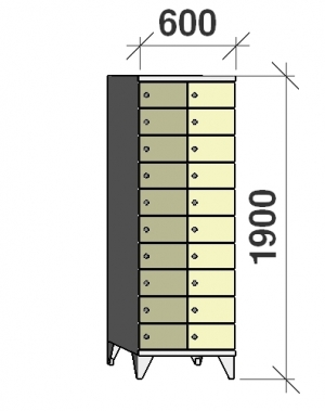 Lokerokaappi 20:lla ovella 1900x600x545