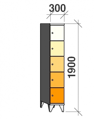 Lokerokaappi 5:lla ovella 1900x300x545