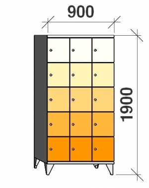 Lokerokaappi 15:lla ovella 1900x900x545