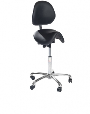 Saddle chair Dalton ALU, black, with backrest, 580-770 mm