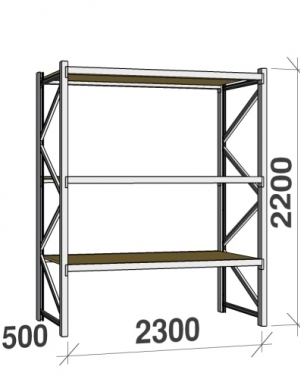 Starter bay 2200x2300x500 350kg/level,3 levels with chipboard