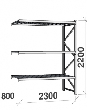 Extension bay 2200x2300x800 350kg/level,3 levels with steel decks