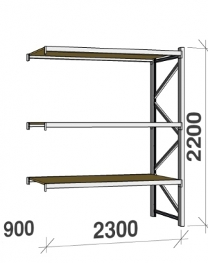 Extension bay 2200x2300x900 350kg/level,3 levels with chipboard