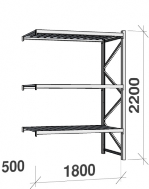 Extension bay 2200x1800x500 480kg/level,3 levels with steel decks