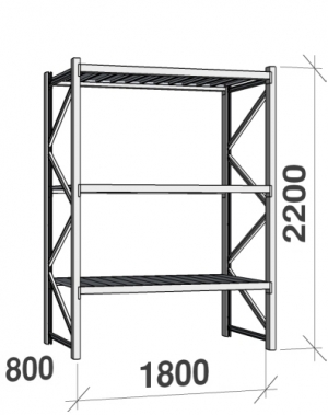 Starter bay 2200x1800x800 480kg/level,3 levels with steel decks