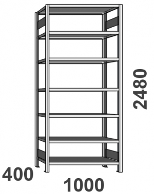 Starter bay 2480x1000x400, 7 shelves, ZN Kasten used