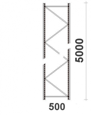 Kevytorsihyllyn pylväselementti 5000x500 mm MAXI