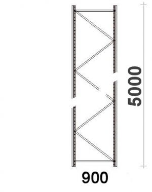 Kevytorsihyllyn pylväselementti 5000x900 mm MAXI