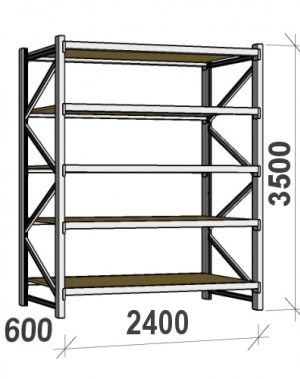 Starter bay 3500x2400x600 300kg/level,5 levels with chipboard MAXI