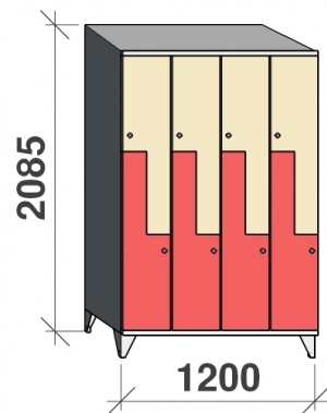 Z-kaappi 8:lla ovella 2085x1200x545 viistokatolla