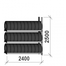 Rengashylly jatko-osa 2500x2400x500, 3 tasoa, 300kg/taso