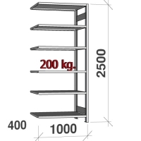 Extension bay 2500x1000x400 200kg/shelf,6 shelves