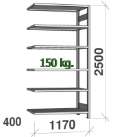 Varastohylly jatko-osa 2500x1170x400 150kg/hyllytaso,6 tasoa