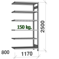 Varastohylly jatko-osa 2500x1170x800 150kg/hyllytaso,6 tasoa