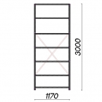 Starter bay 3000x1170x800 150kg/shelf,7 shelves