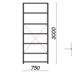 Starter bay 3000x750x800 200kg/shelf,7 shelves