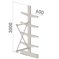 Ulokehylly jatko-osa 3000x1000x2x600,5 tasoa