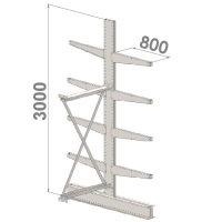 Ulokehylly jatko-osa 3000x1000x2x800,5 tasoa