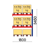 Kuormalavahylly jatko-osa 3450x1800 1170kg/lava,6 EUR lavapaikkaa