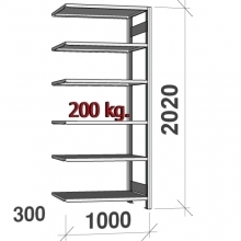 Varastohylly jatko-osa 2020x1000x300 200kg/hyllytaso,6 tasoa Kasten, käytetty