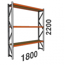 Starter bay 2200x1800x600 480kg/level,3 levels with chipboard, orange beam