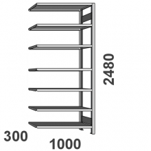 Extension bay 2480x1000x300, 7 shelves, ZN Kasten used