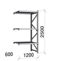 Extension bay 2500x1200x600 600kg/level,3 levels with steel decks