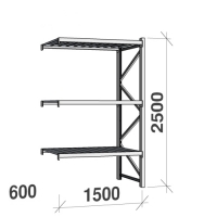 Extension bay 2500x1500x600 600kg/level,3 levels with steel decks