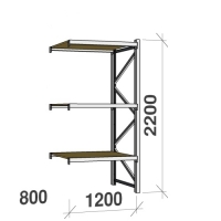 Extension bay 2200x1200x800 600kg/level,3 levels with chipboard