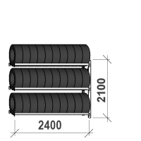 Rengashylly jatko-osa 2100x2400x500, 3 tasoa, 300kg/taso