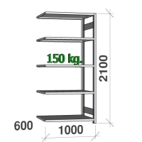 Extension bay 2100x1000x600 150kg/shelf,5 shelves