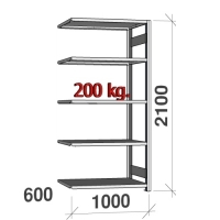 Extension bay 2100x1000x600 200kg/shelf,5 shelves