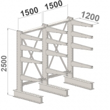 Ulokehylly 1-puolinen 3-pylväinen/12 uloketta 2500Hx3000Lx1200S