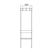 Double bench 1700x600x770 6 hook rail