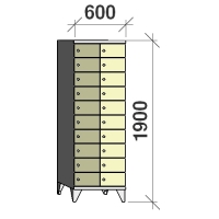 10-tier locker, 20 doors, 1900x600x545 mm