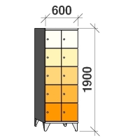 5-tier locker, 10 doors, 1900x600x545 mm