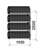 Rengashylly jatko-osa 2500x1950x500, 4 tasoa, 440kg/taso