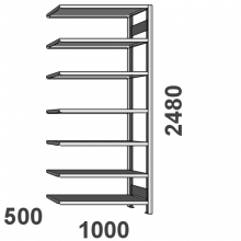 Extension bay 2480x1000x500, 7 shelves, ZN Kasten used